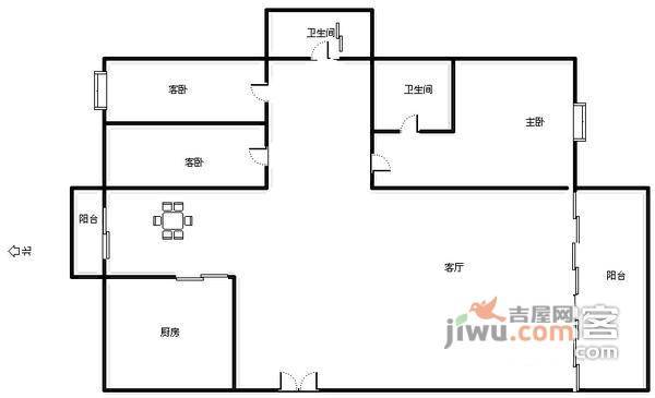 玉雅居3室2厅1卫73㎡户型图