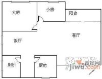 景田南住宅小区2室2厅1卫77㎡户型图