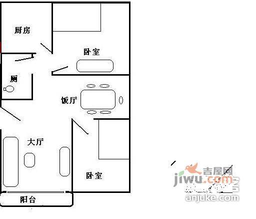 莲城花园3室2厅2卫110㎡户型图