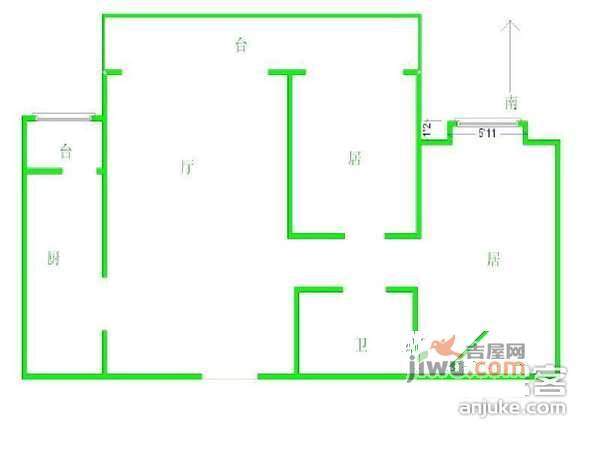 宝安山庄2室1厅1卫75㎡户型图