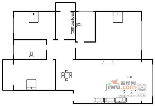 宝安山庄3室2厅1卫104㎡户型图