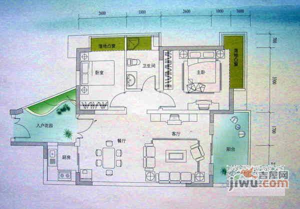 阳光新境园2室2厅2卫84㎡户型图