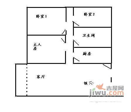 马古岭小区3室2厅1卫98㎡户型图