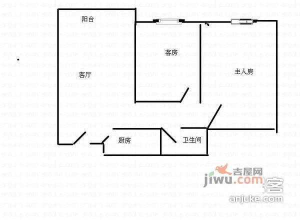 碧海蓝天名苑2室1厅1卫67㎡户型图