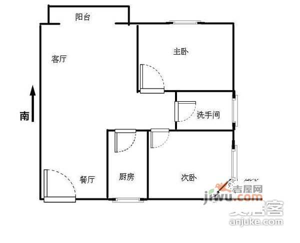 大信花园2室2厅1卫82㎡户型图