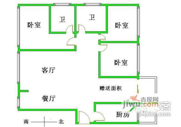 万科金域华府3室2厅2卫90㎡户型图