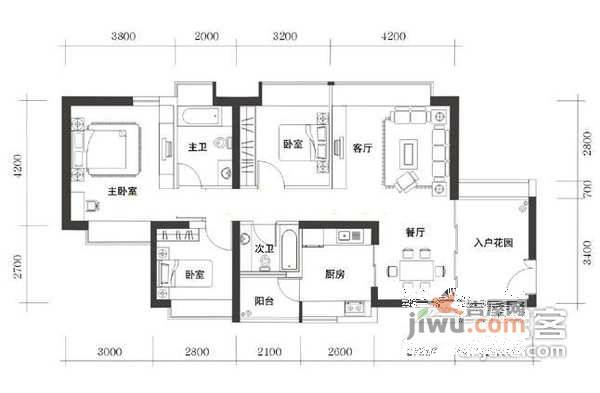 滨海之窗3室2厅2卫110㎡户型图