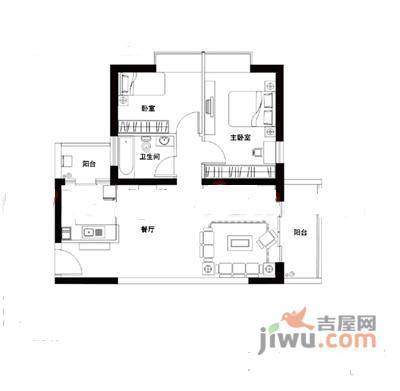 滨海之窗2室2厅1卫86㎡户型图