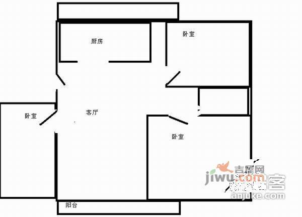 金碧世家3室2厅2卫101㎡户型图