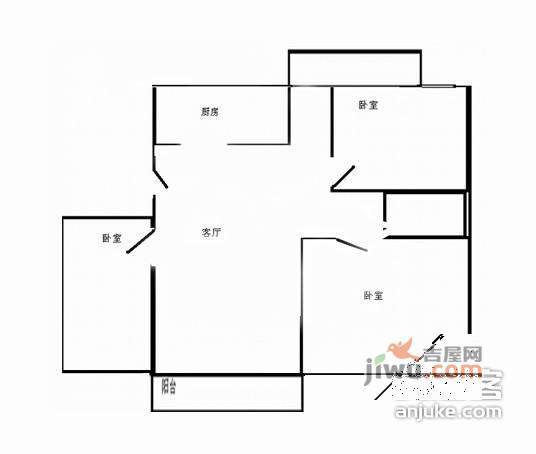 金碧世家3室2厅1卫86㎡户型图