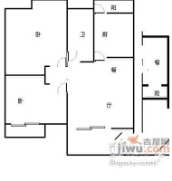 星苑2室2厅1卫68㎡户型图