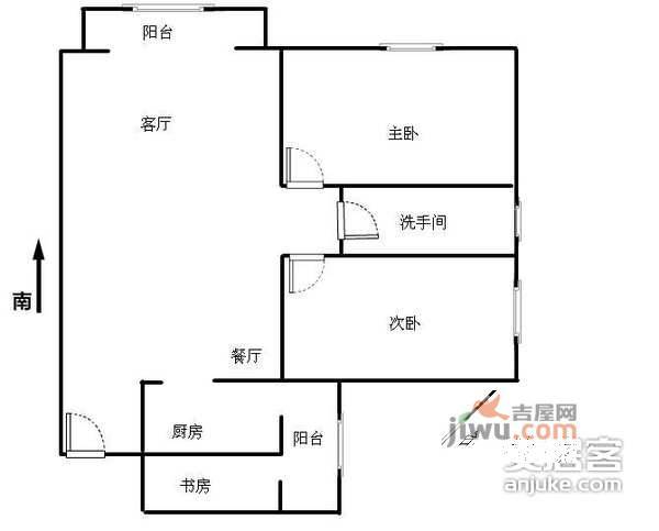 美丽家园南区3室2厅1卫81㎡户型图