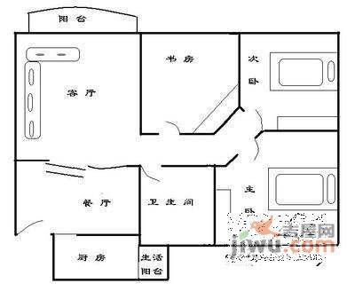 美丽家园南区3室2厅1卫81㎡户型图