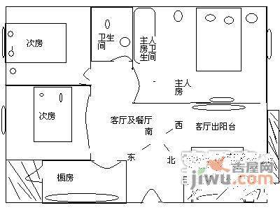 丰润花园别墅3室2厅1卫98㎡户型图