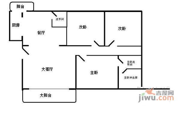 乐景花园3室3厅2卫94㎡户型图