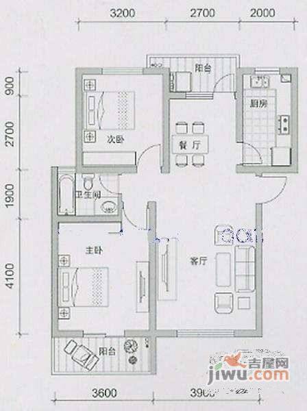 乐景花园3室2厅2卫户型图