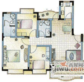 乐景花园3室2厅2卫户型图