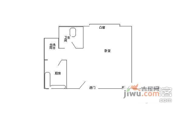 苹果园1室0厅1卫34㎡户型图