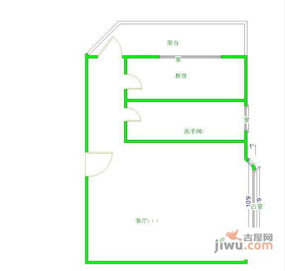 苹果园1室0厅1卫34㎡户型图