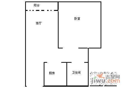 信义假日名城二期1室1厅1卫45㎡户型图