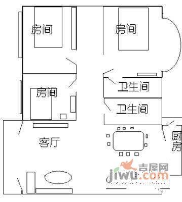 缤纷世界花园2室2厅1卫77㎡户型图