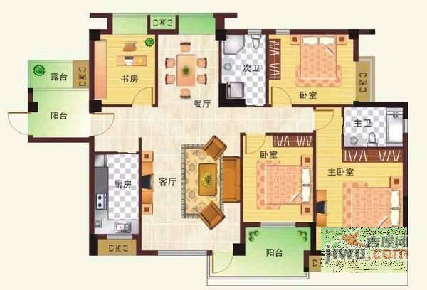 缤纷世界花园3室2厅2卫112㎡户型图