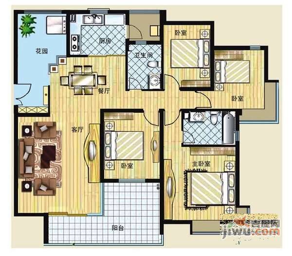 缤纷世界花园4室2厅2卫141㎡户型图