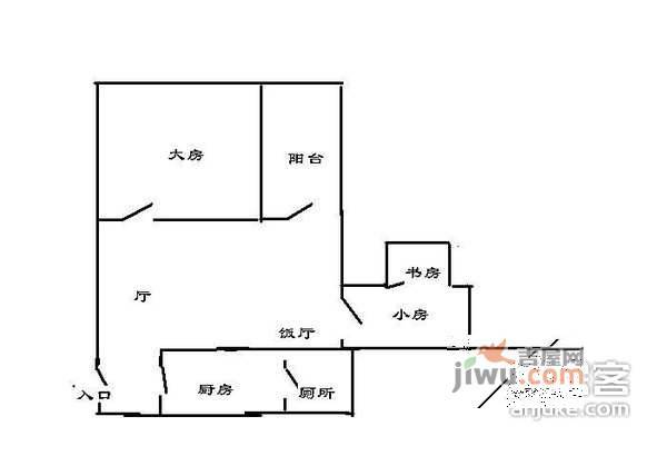 桃源居12区2室1厅1卫58㎡户型图