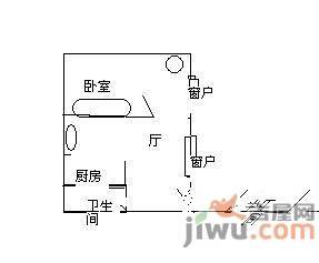 金港华庭1室1厅1卫38㎡户型图