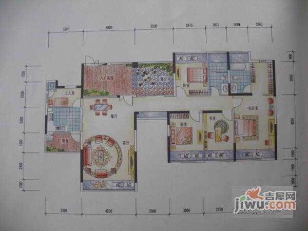 集信名城4室2厅2卫183㎡户型图