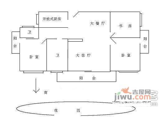 集信名城3室2厅2卫138㎡户型图