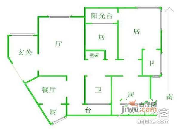 集信名城3室2厅1卫138㎡户型图