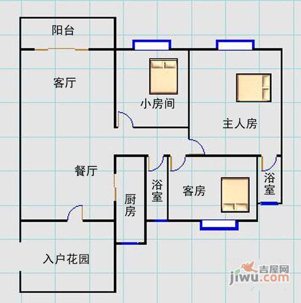 茵悦之生花园3室2厅2卫120㎡户型图