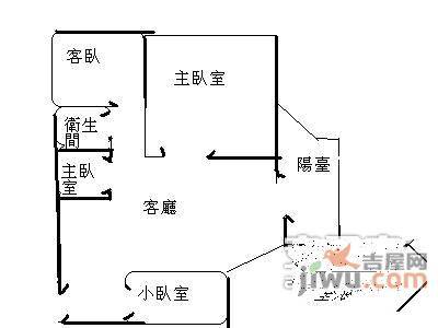 茵悦之生花园3室2厅1卫94㎡户型图