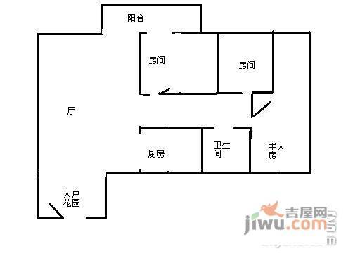 茵悦之生花园3室2厅1卫94㎡户型图