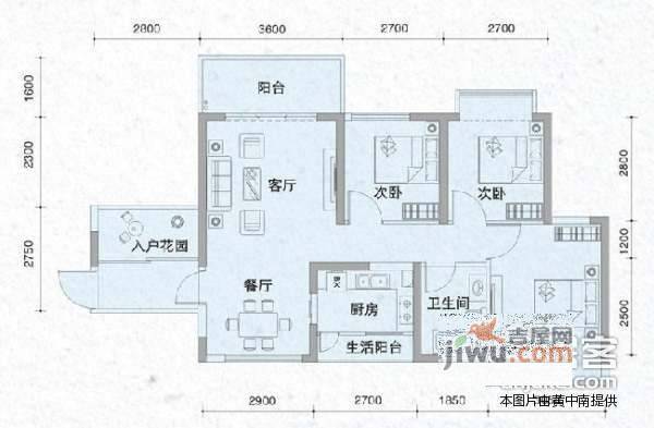 桃源居3室3厅2卫88㎡户型图