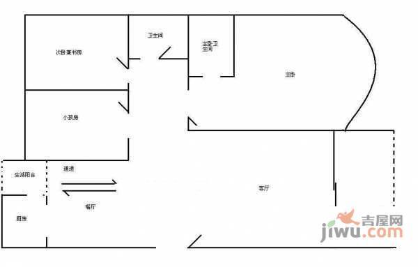 桃源居3室2厅2卫114㎡户型图