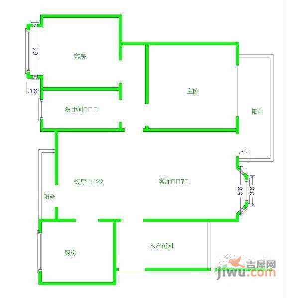 圣淘沙骏园2室2厅1卫77㎡户型图