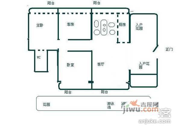 圣淘沙骏园3室2厅1卫户型图