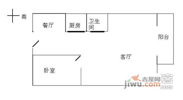 圣淘沙骏园1室1厅1卫74㎡户型图