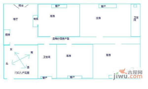 圣淘沙骏园3室1厅1卫90㎡户型图