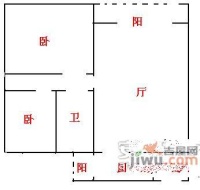 大世纪水山缘2室2厅1卫76㎡户型图