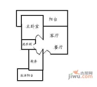 大世纪水山缘1室2厅1卫44㎡户型图