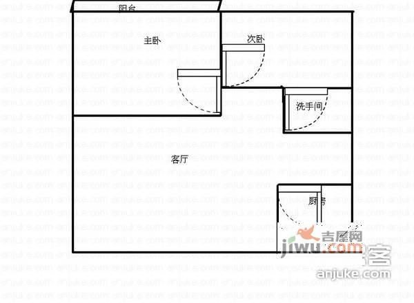 丽湖花园1室1厅1卫43㎡户型图