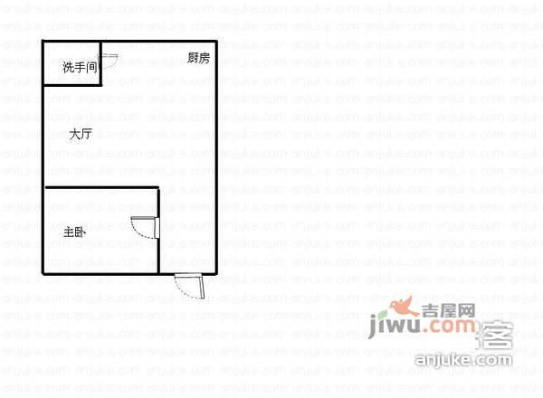 丽湖花园1室1厅1卫43㎡户型图