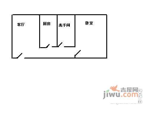 丽湖花园1室1厅1卫43㎡户型图