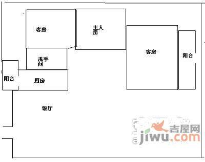 龙珠花园B区3室2厅1卫93㎡户型图