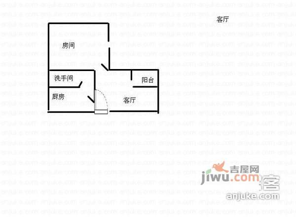 东悦名轩1室1厅1卫40㎡户型图