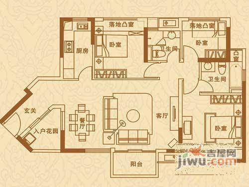 万科金域东郡2室2厅1卫79㎡户型图