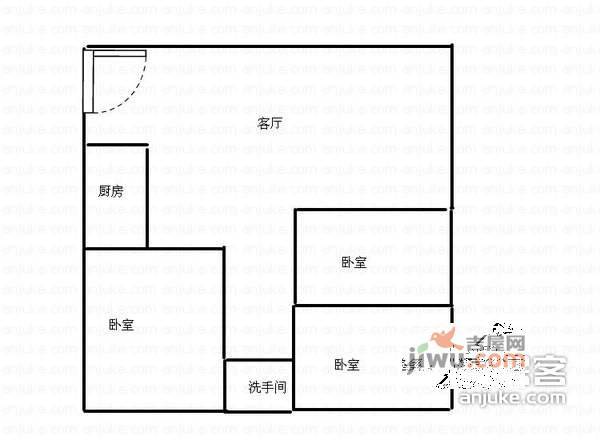 观海台花园3室2厅1卫120㎡户型图